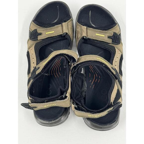 Ecco Mens Sandals Black Brown Open-Toe Adjustable Strappy‎ Sports SZ 43 - Picture 4 of 7